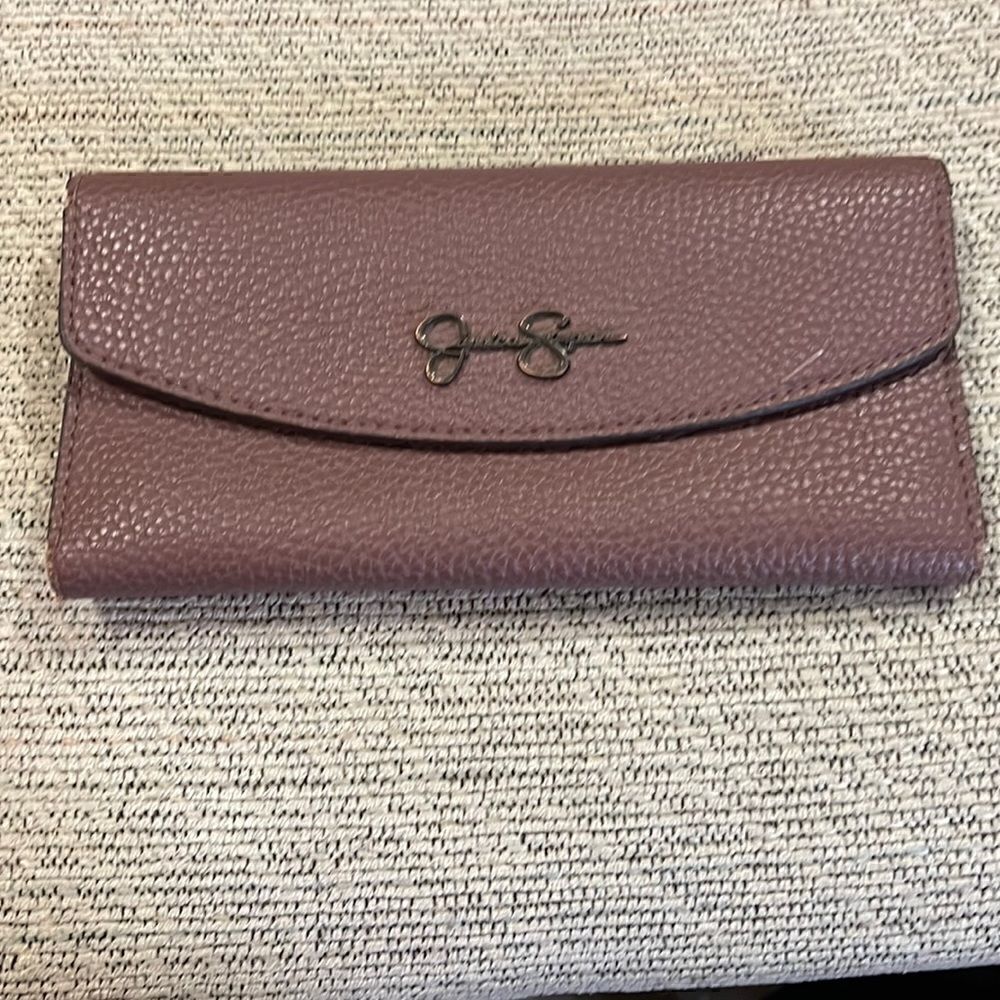 Jessica Simpson Maroon Leather Slim Wallet